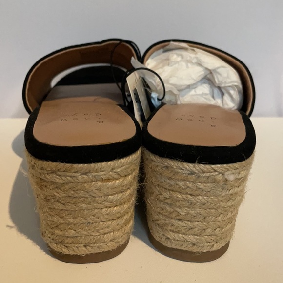 Memory foam black & mavis burlap slide heels - Picture 7 of 10